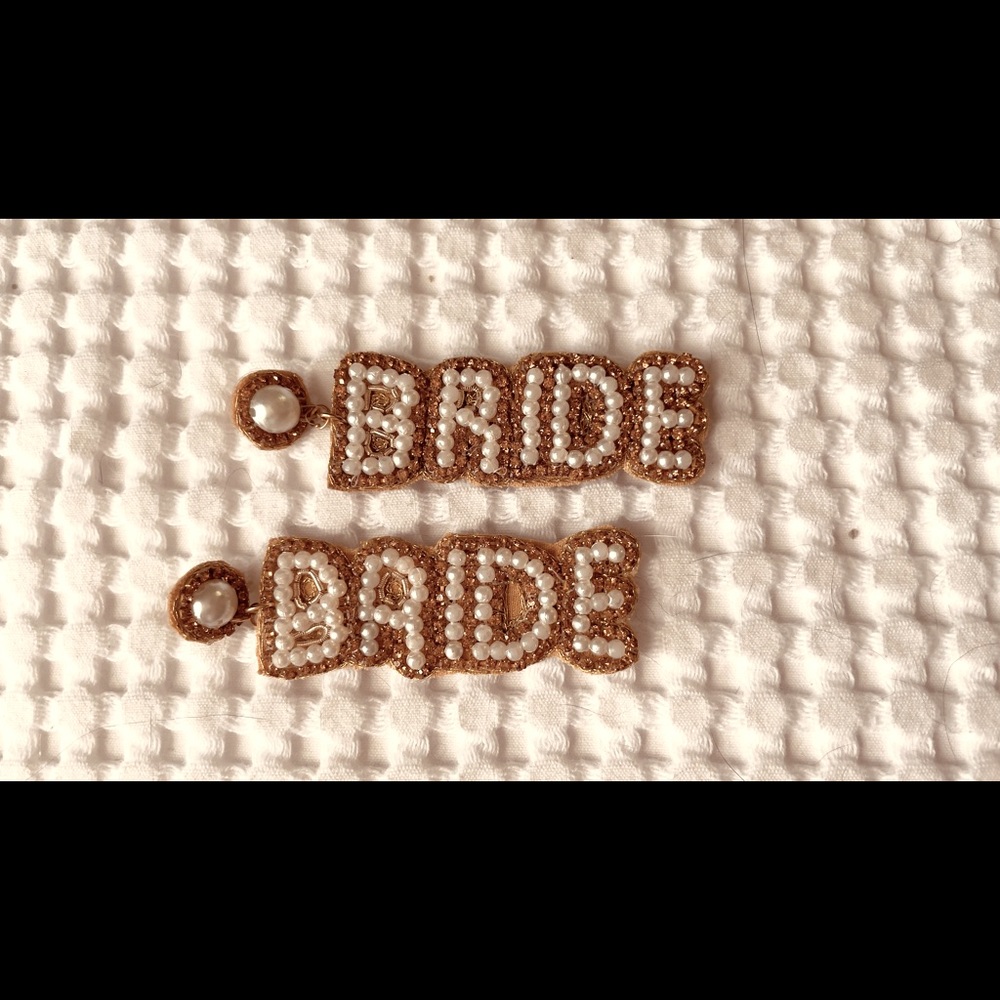 Handmade Beaded “Bride” Bachelorette Earrings
